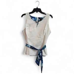 White House Black Market White Sleeveless Chain Neck Bodice Top